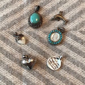 Silver Necklace Pendants Silver 925 Dolphin Turquoise Heart Thank You